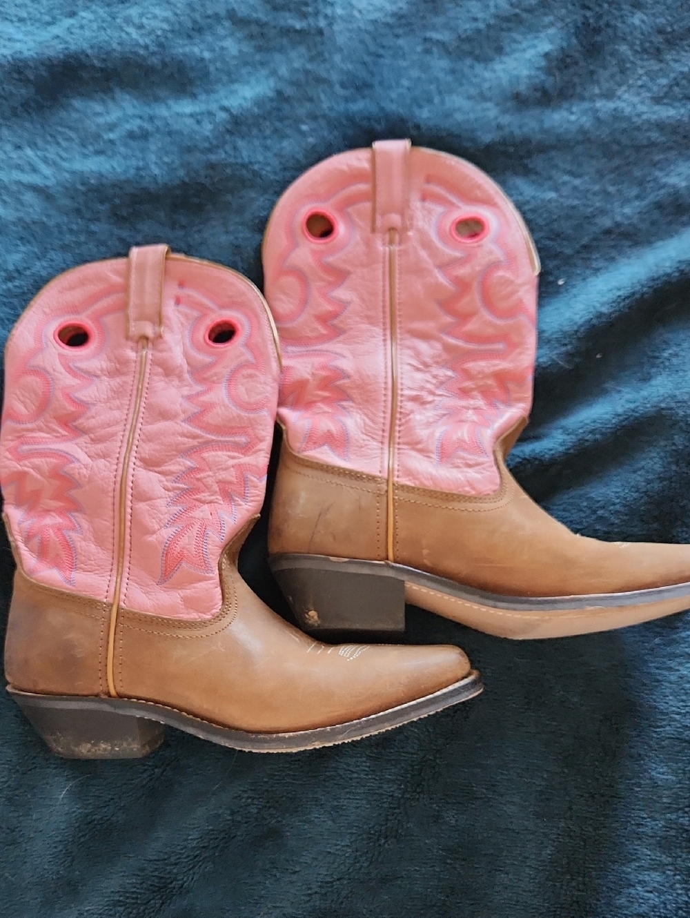 Brown Leather Cowgirl Boots with Pink Shaft